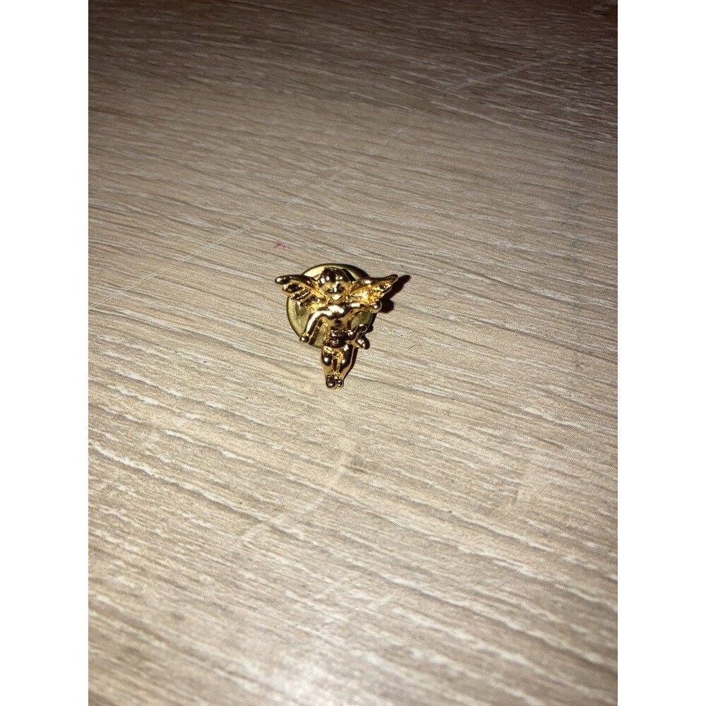 Angel gold color lapel pin 0.75 in butterfly clutch pin - Picture 2 of 5